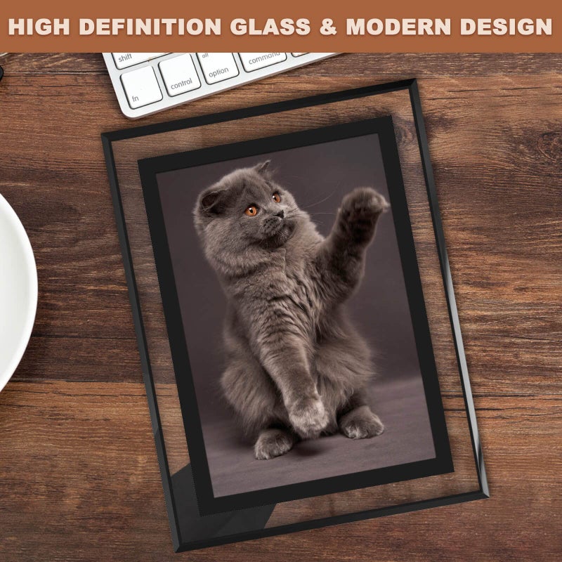 IZIDDO 5x7 Picture Frames Set of 2  Black Glass Photo Frame  Only for Tabletop Display  Gift Picture Frame  Horizontally or Vertically (5x7  Black) - Image 2